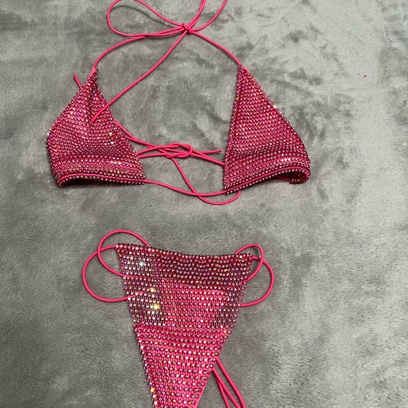 Pink Rhinestone micro bikini - Picture 2 of 3